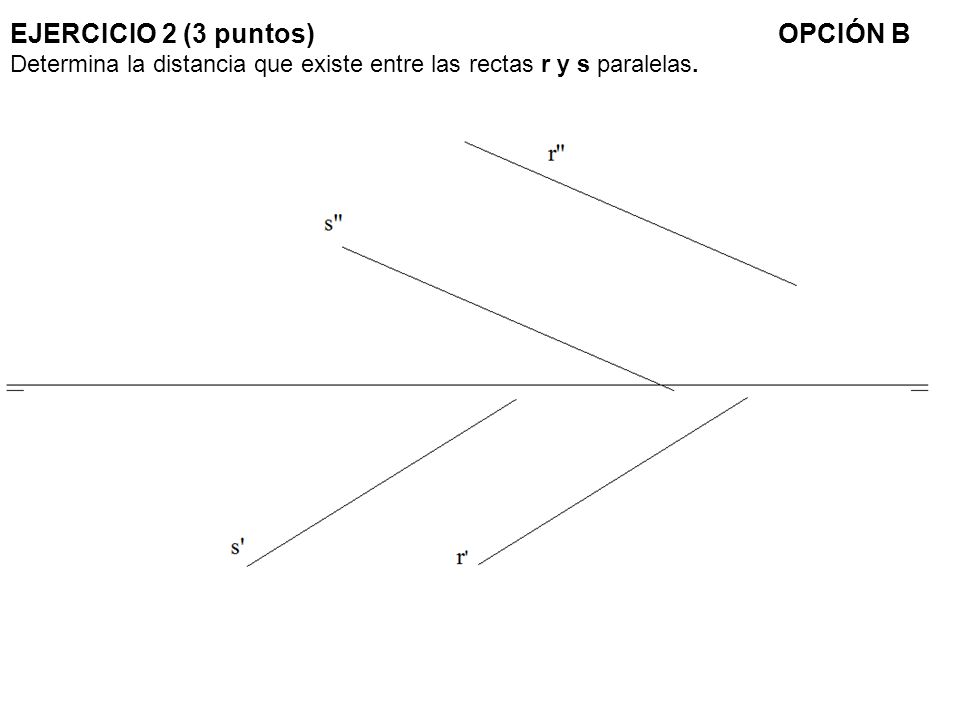 EJERCICIO 2 (3 puntos) OPCIÓN B Determina la distancia que existe entre las rectas r y s paralelas.