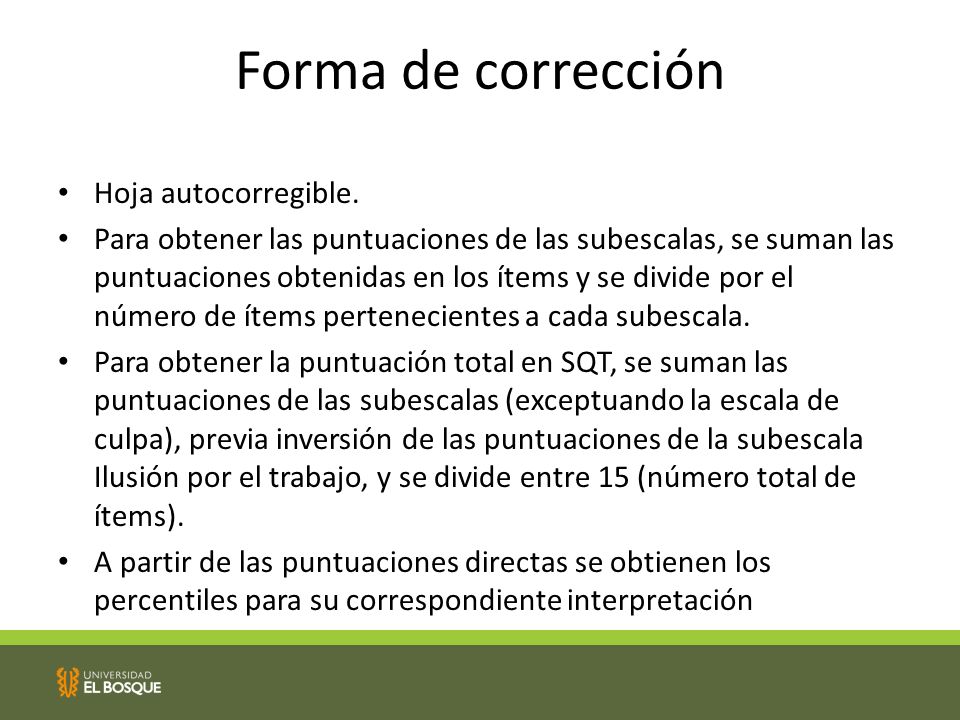 Forma de corrección Hoja autocorregible.