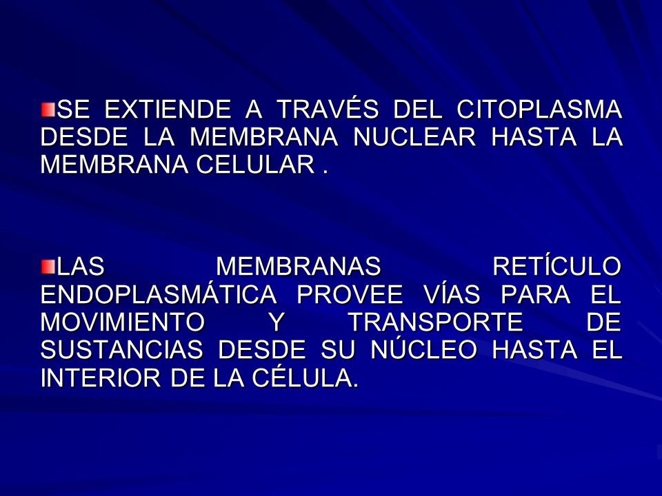 SE EXTIENDE A TRAVÉS DEL CITOPLASMA DESDE LA MEMBRANA NUCLEAR HASTA LA MEMBRANA CELULAR .