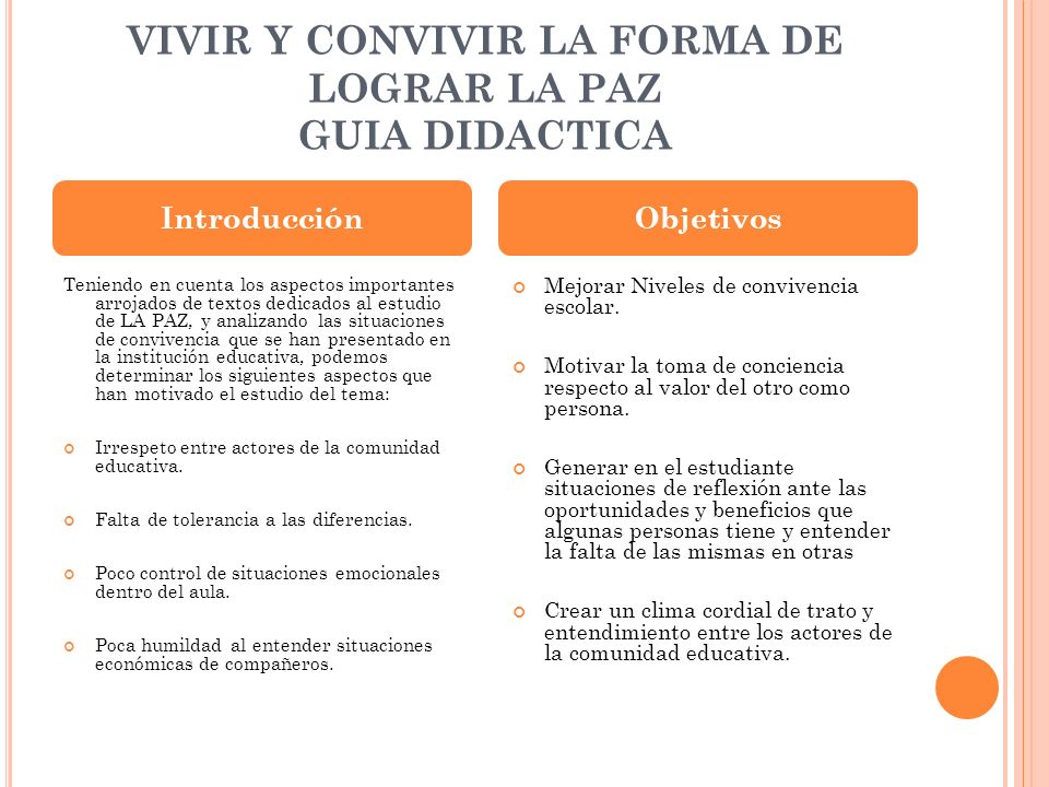 VIVIR Y CONVIVIR LA FORMA DE LOGRAR LA PAZ GUIA DIDACTICA