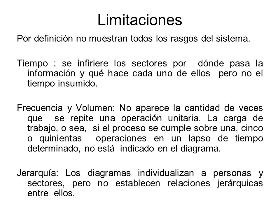Limitaciones Por definición no muestran todos los rasgos del sistema.