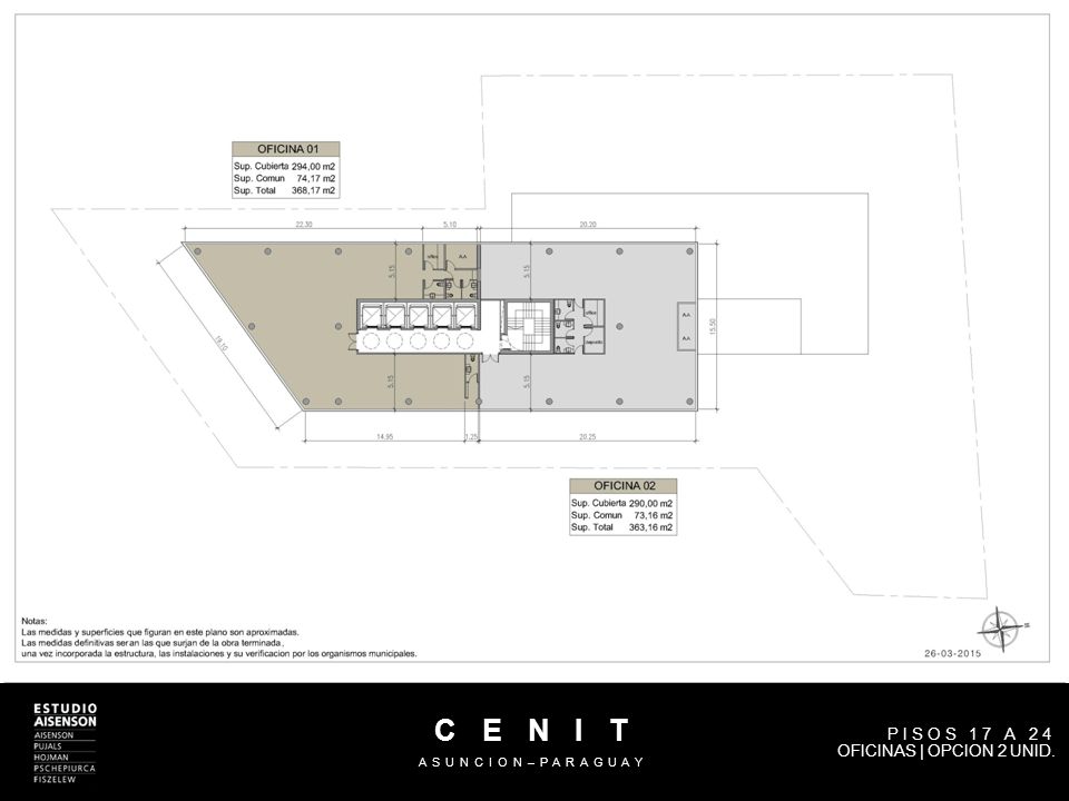C E N I T ASUNCION–PARAGUAY PISOS 17 A 24 OFICINAS | OPCION 2 UNID.