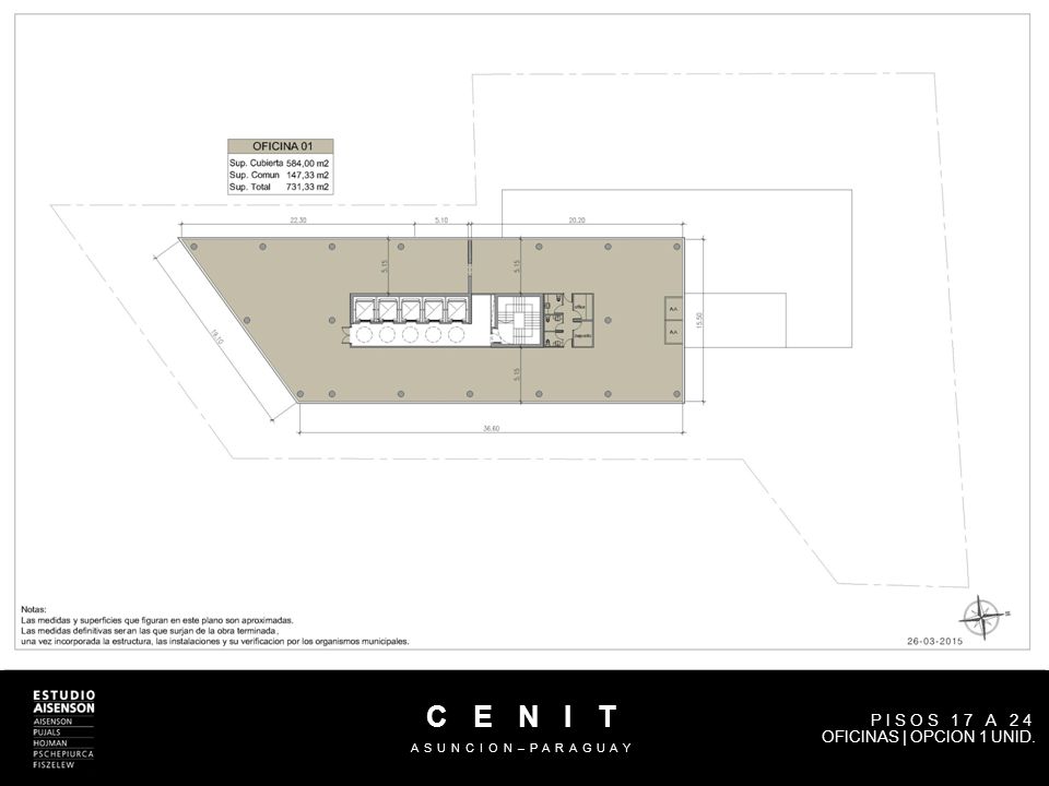 C E N I T ASUNCION–PARAGUAY PISOS 17 A 24 OFICINAS | OPCION 1 UNID.