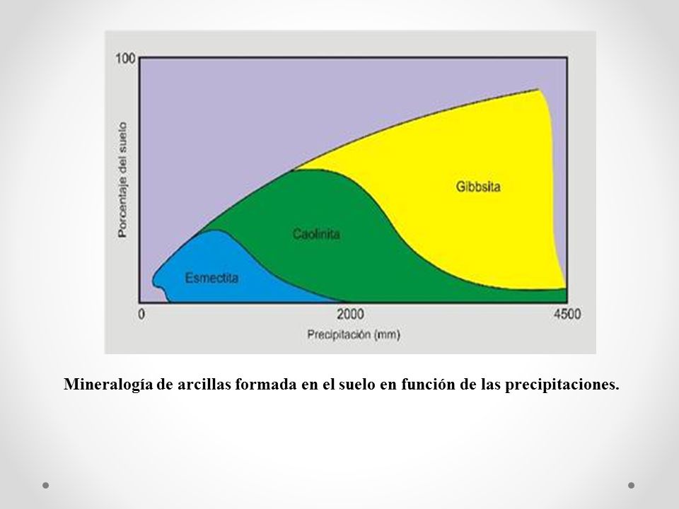 Mineralogía de arcillas formada en el suelo en función de las precipitaciones.