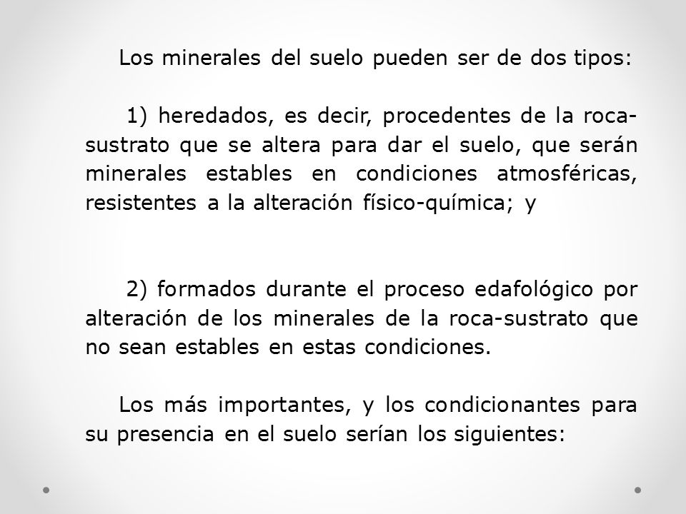 Los minerales del suelo pueden ser de dos tipos: