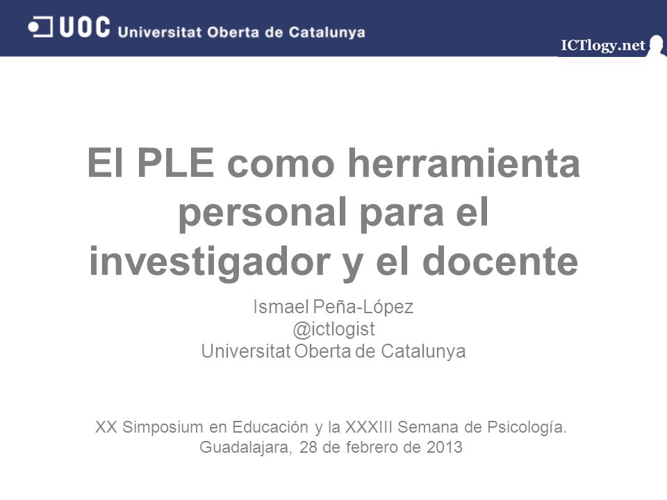 El PLE como herramienta personal para el investigador y el docente