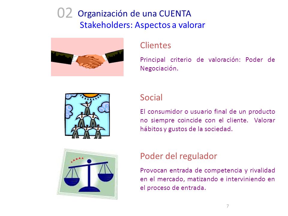 02 Organización de una CUENTA Stakeholders: Aspectos a valorar