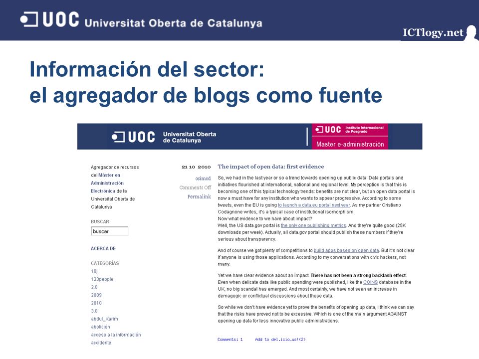 Información del sector: el agregador de blogs como fuente