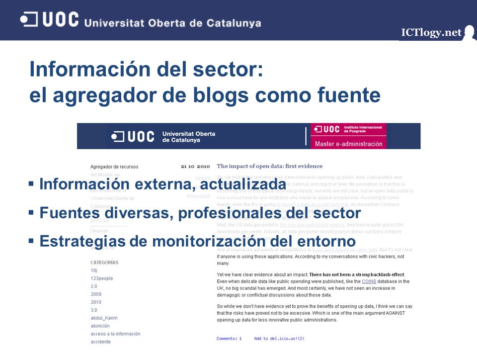 Información del sector: el agregador de blogs como fuente