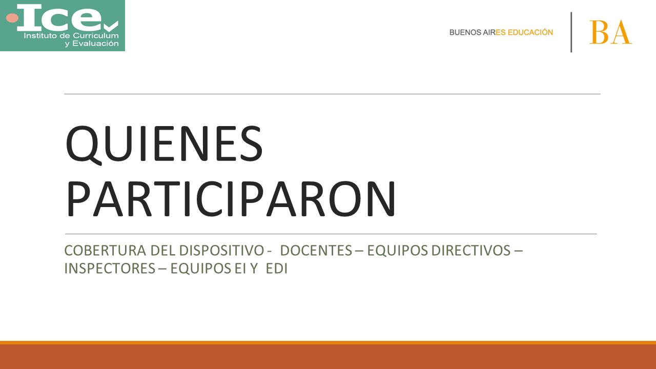 QUIENES PARTICIPARON COBERTURA DEL DISPOSITIVO - DOCENTES – EQUIPOS DIRECTIVOS – INSPECTORES – EQUIPOS EI Y EDI.