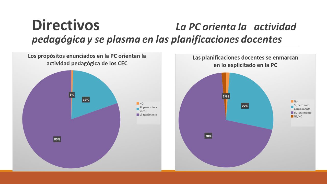 Directivos La PC orienta la actividad pedagógica y se plasma en las planificaciones docentes