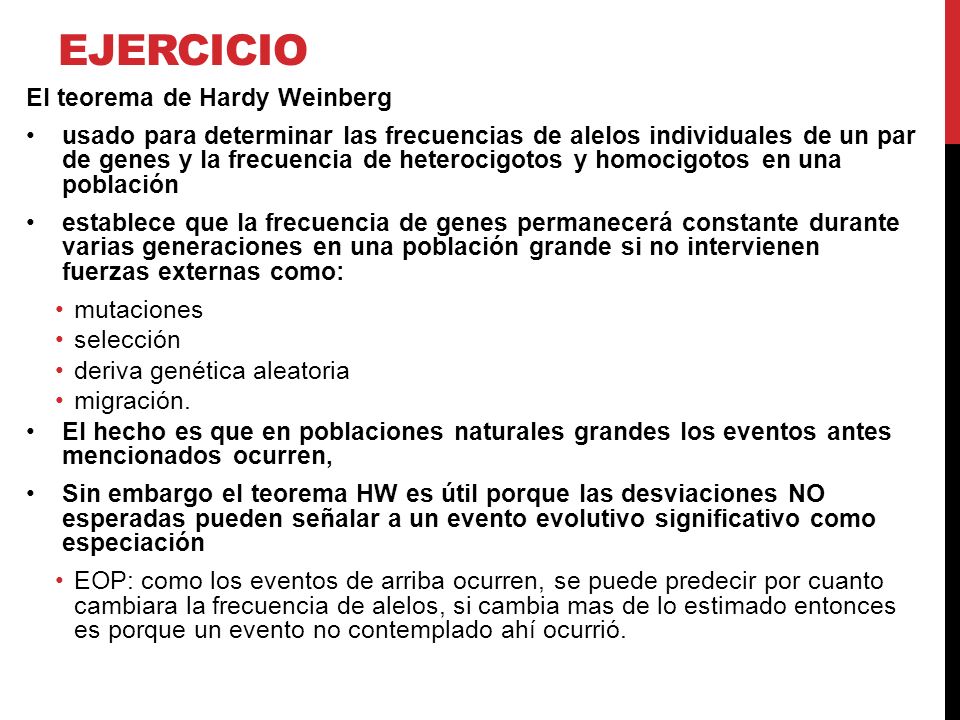 Ejercicio El teorema de Hardy Weinberg
