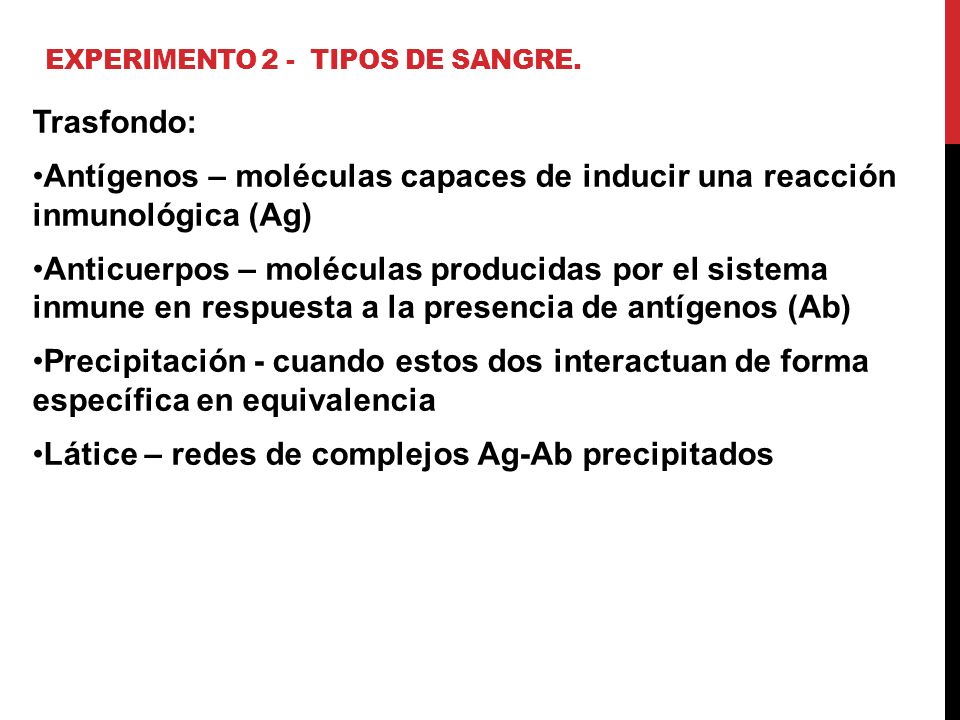 Experimento 2 - Tipos de sangre.