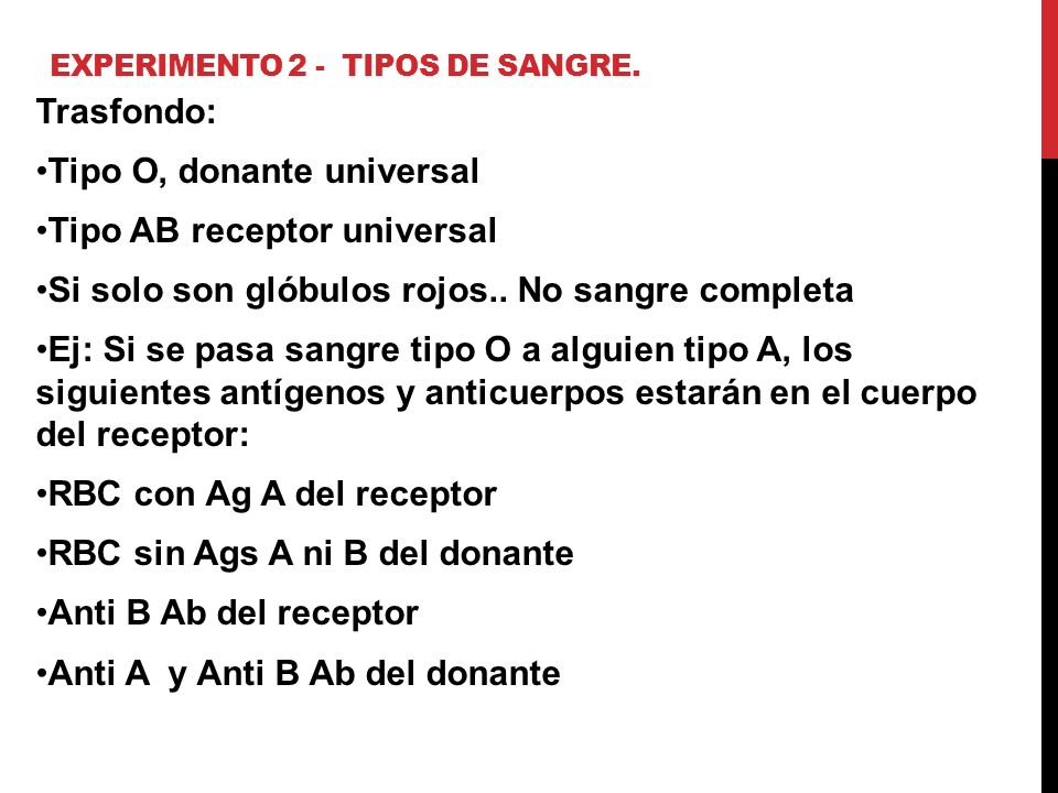 Experimento 2 - Tipos de sangre.