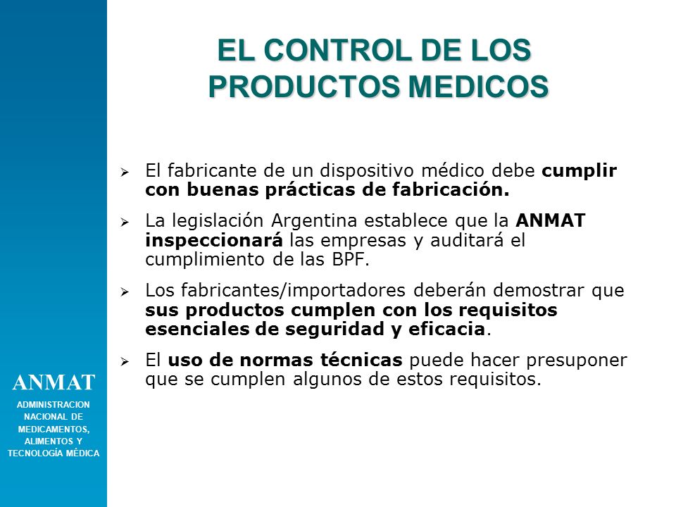 EL CONTROL DE LOS PRODUCTOS MEDICOS