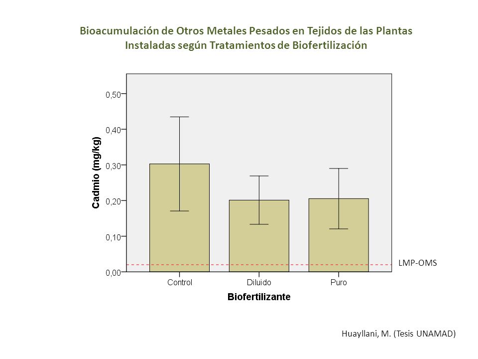 Bioacumulación de Otros Metales Pesados en Tejidos de las Plantas Instaladas según Tratamientos de Biofertilización