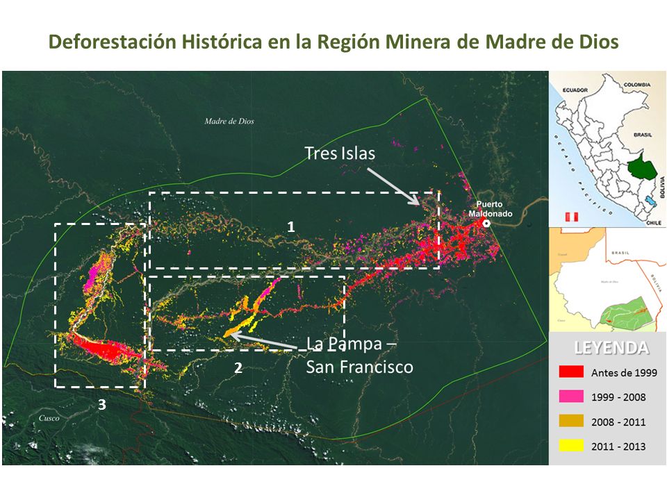 Deforestación Histórica en la Región Minera de Madre de Dios