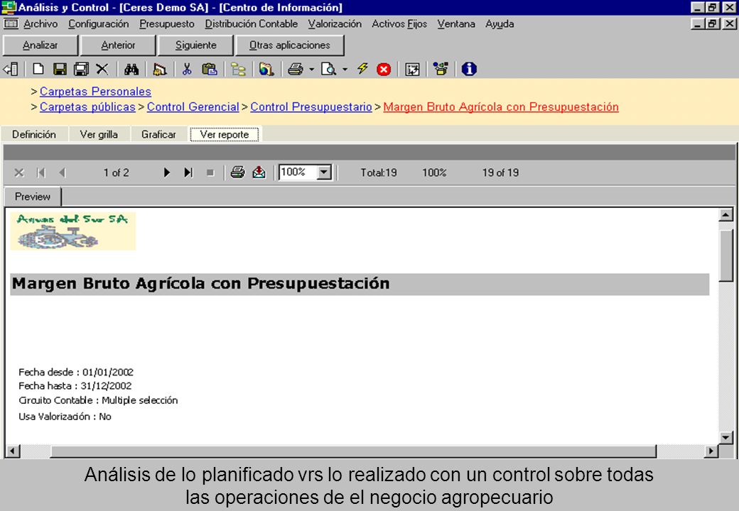 Análisis de lo planificado vrs lo realizado con un control sobre todas