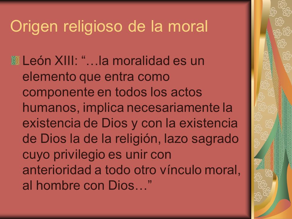 Origen religioso de la moral