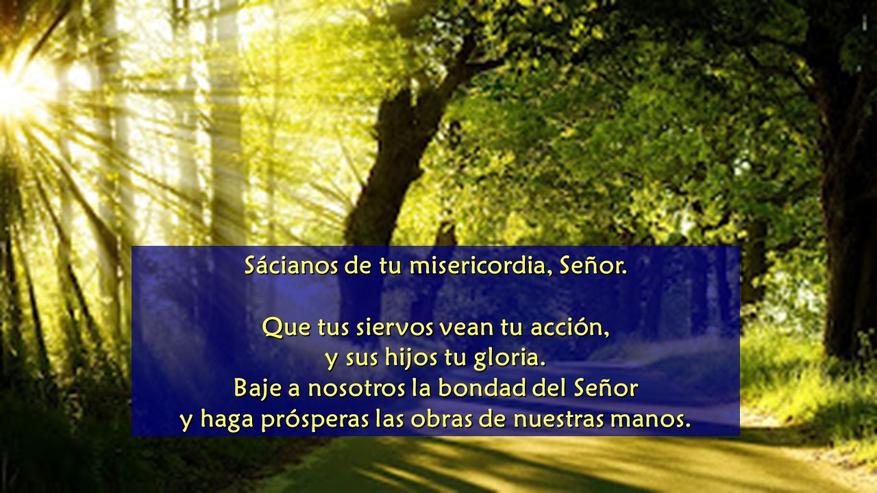 Sácianos de tu misericordia, Señor. Que tus siervos vean tu acción,