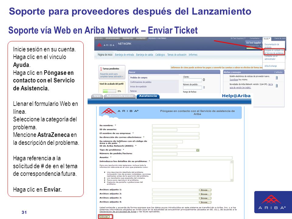 Soporte vía Web en Ariba Network – Enviar Ticket