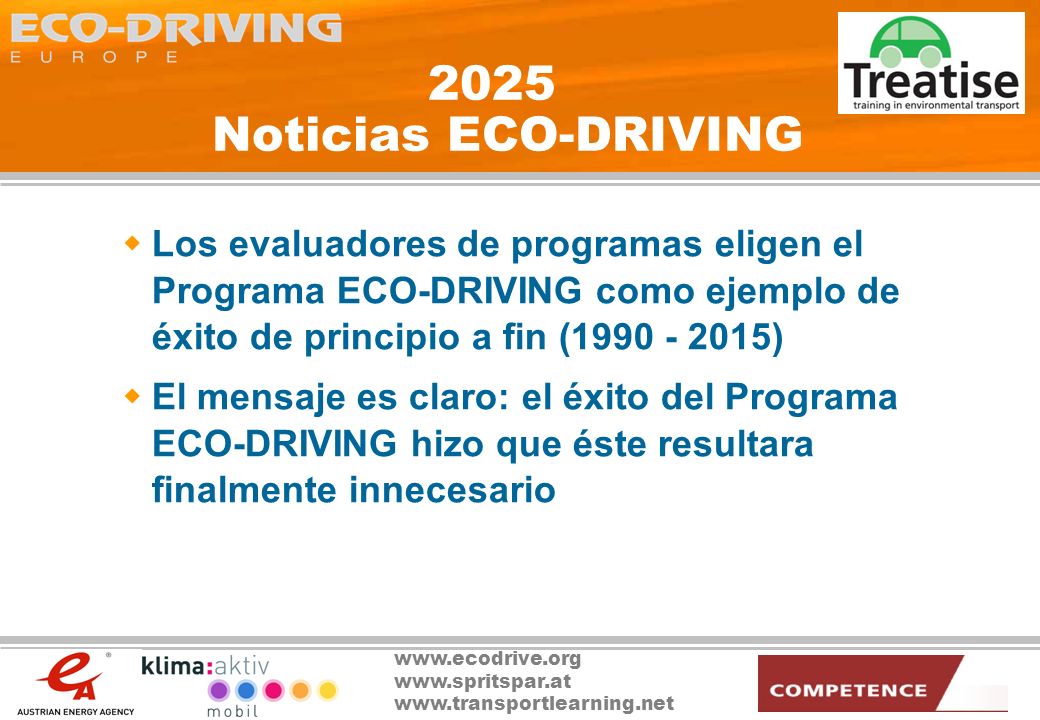 2025 Noticias ECO-DRIVING Los evaluadores de programas eligen el Programa ECO-DRIVING como ejemplo de éxito de principio a fin ( )