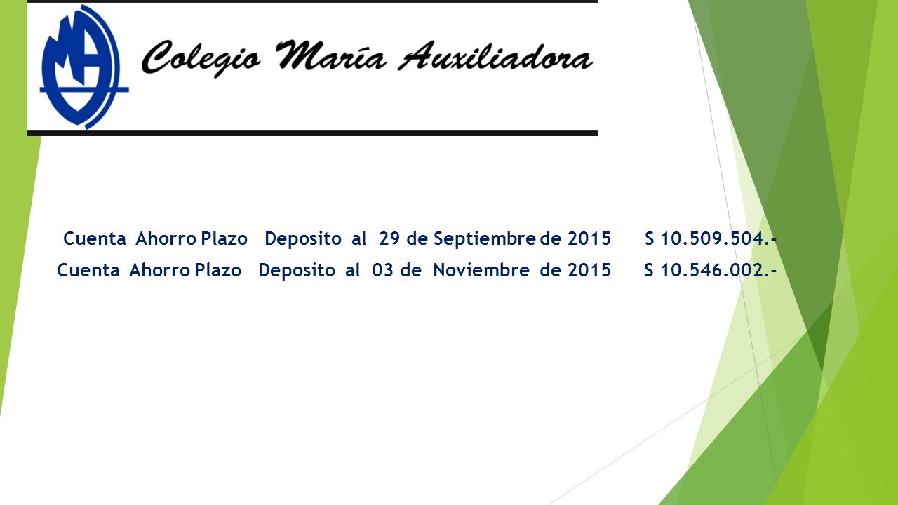 Cuenta Ahorro Plazo Deposito al 29 de Septiembre de 2015 S