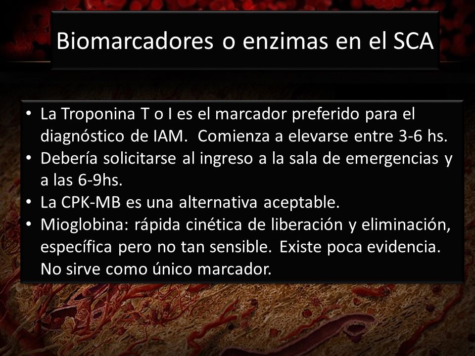 Biomarcadores o enzimas en el SCA