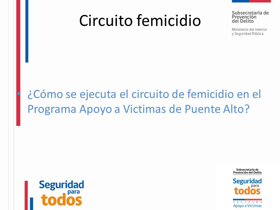Circuito femicidio ¿Cómo se ejecuta el circuito de femicidio en el Programa Apoyo a Victimas de Puente Alto