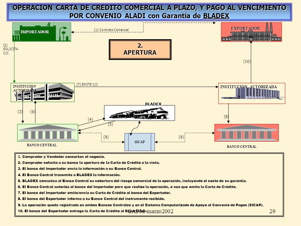 OPERACION CARTA DE CREDITO COMERCIAL A PLAZO, Y PAGO AL VENCIMIENTO POR CONVENIO ALADI con Garantía de BLADEX