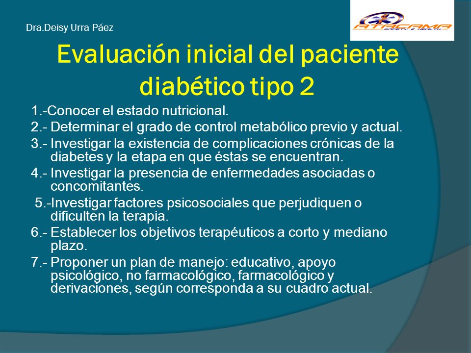 Evaluación inicial del paciente diabético tipo 2