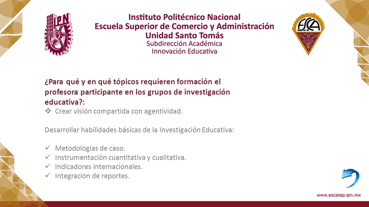 ¿Para qué y en qué tópicos requieren formación el profesora participante en los grupos de investigación educativa :