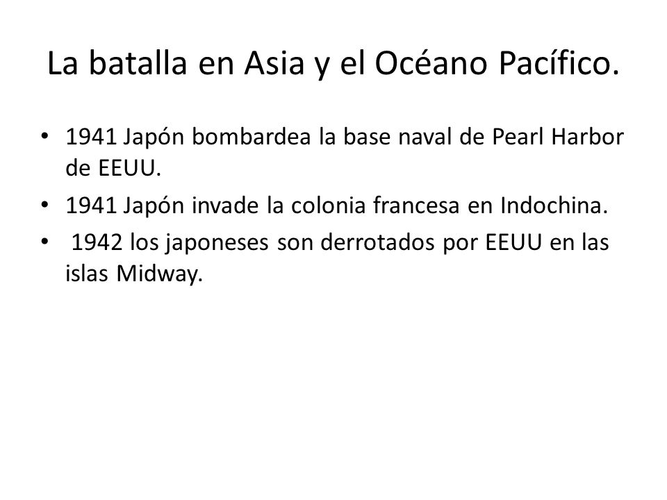 La batalla en Asia y el Océano Pacífico.