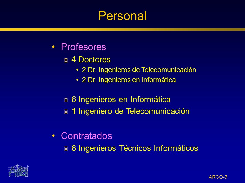 Personal Profesores Contratados 4 Doctores 6 Ingenieros en Informática