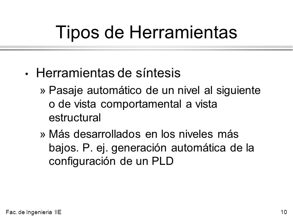 Tipos de Herramientas Herramientas de síntesis