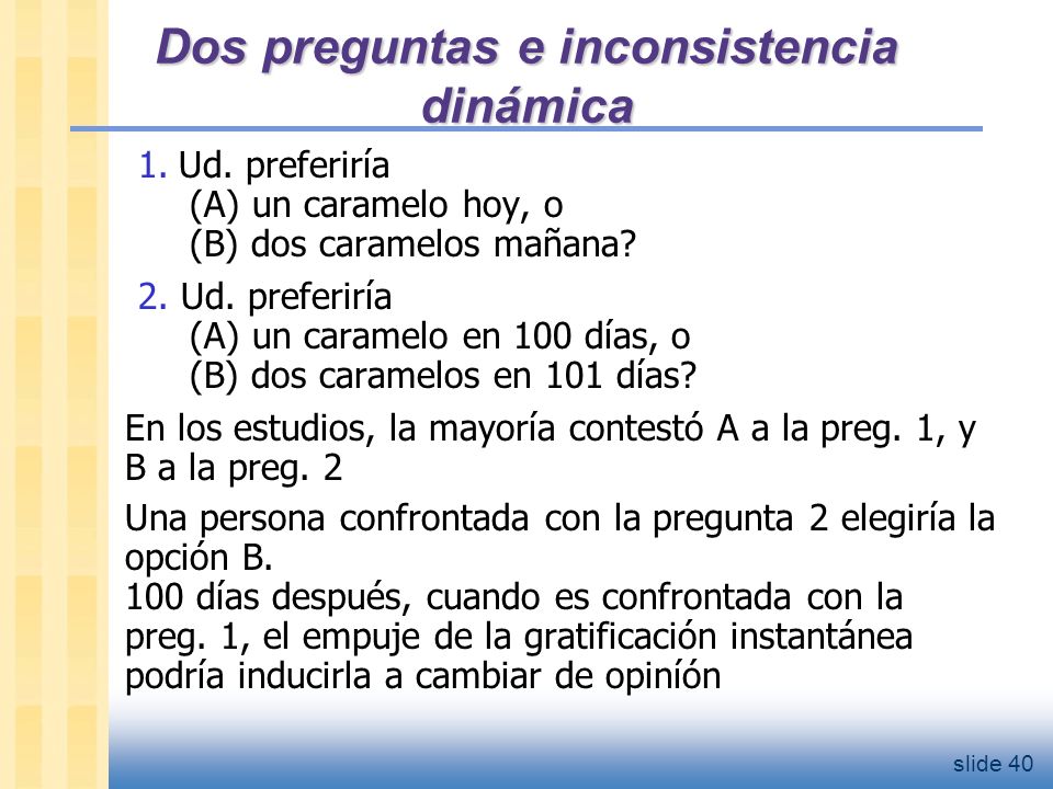 En síntesis Keynes sugirió que depende principalmente del ingreso presente. Trabajos más recientes sugieren en cambio que el consumo depende de.