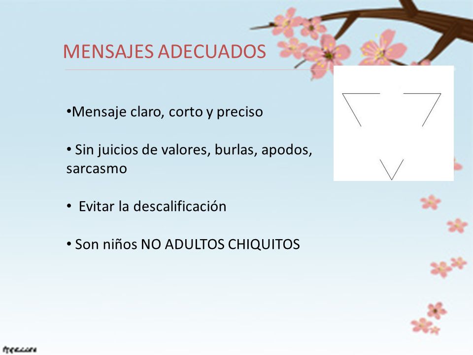 MENSAJES ADECUADOS Mensaje claro, corto y preciso