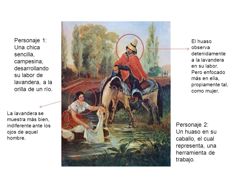 Personaje 1: Una chica sencilla, campesina, desarrollando su labor de lavandera, a la orilla de un río.