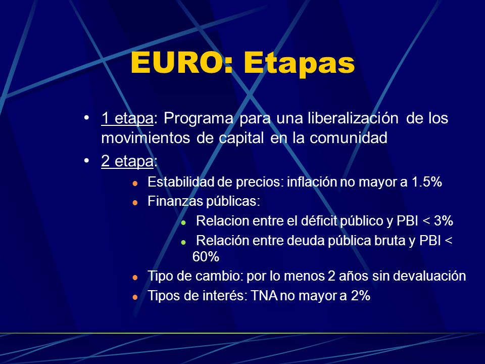 EURO: Etapas 1 etapa: Programa para una liberalización de los movimientos de capital en la comunidad.