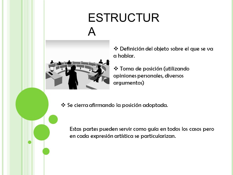ESTRUCTURA Definición del objeto sobre el que se va a hablar.