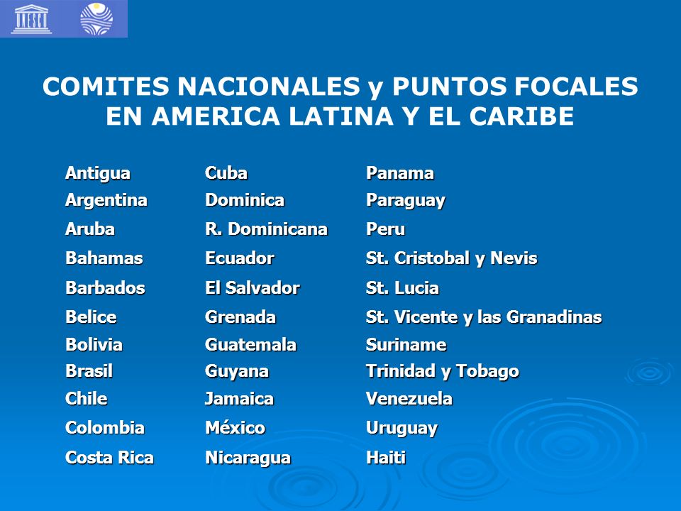 COMITES NACIONALES y PUNTOS FOCALES EN AMERICA LATINA Y EL CARIBE
