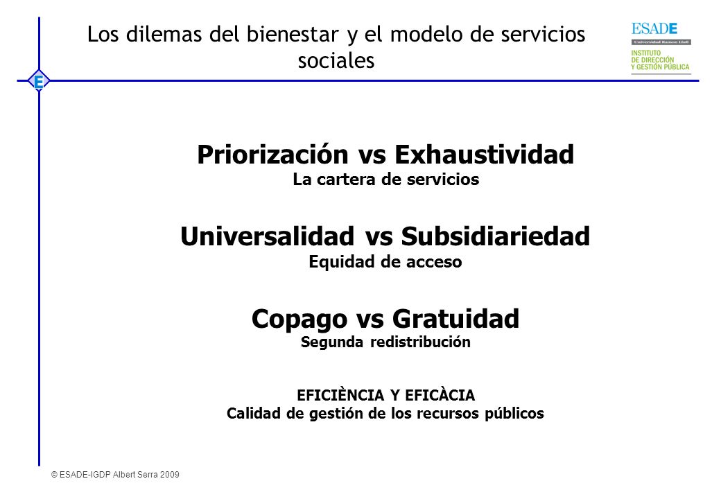 Los dilemas del bienestar y el modelo de servicios sociales