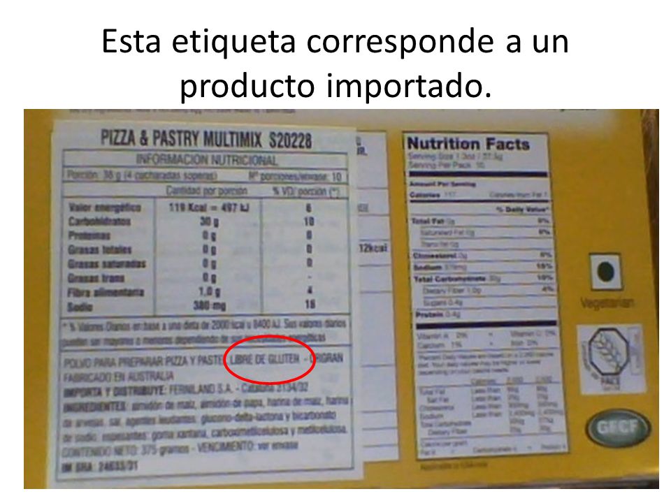 Esta etiqueta corresponde a un producto importado.