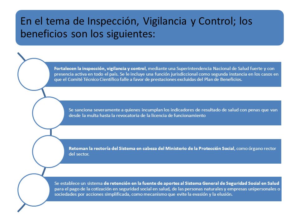 En el tema de Inspección, Vigilancia y Control; los beneficios son los siguientes: