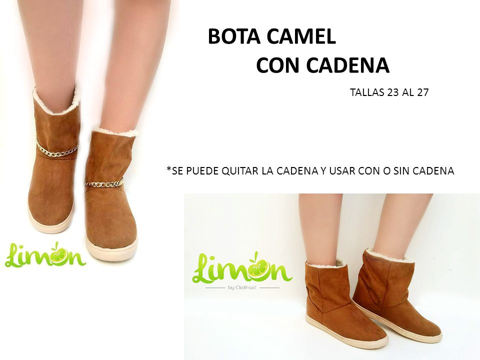 BOTA CAMEL CON CADENA TALLAS 23 AL 27