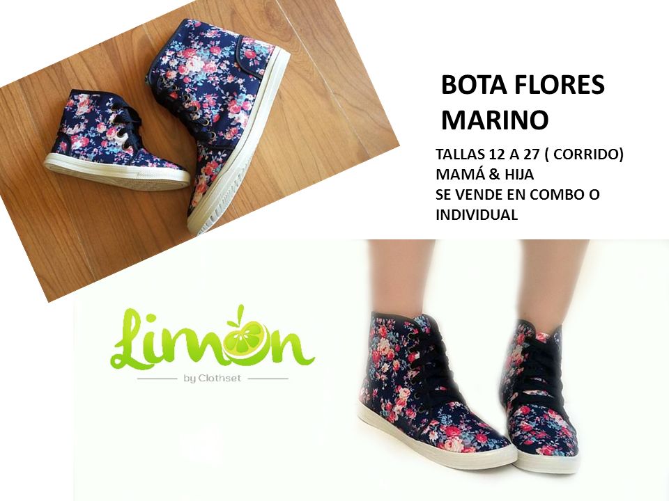 BOTA FLORES MARINO TALLAS 12 A 27 ( CORRIDO)
