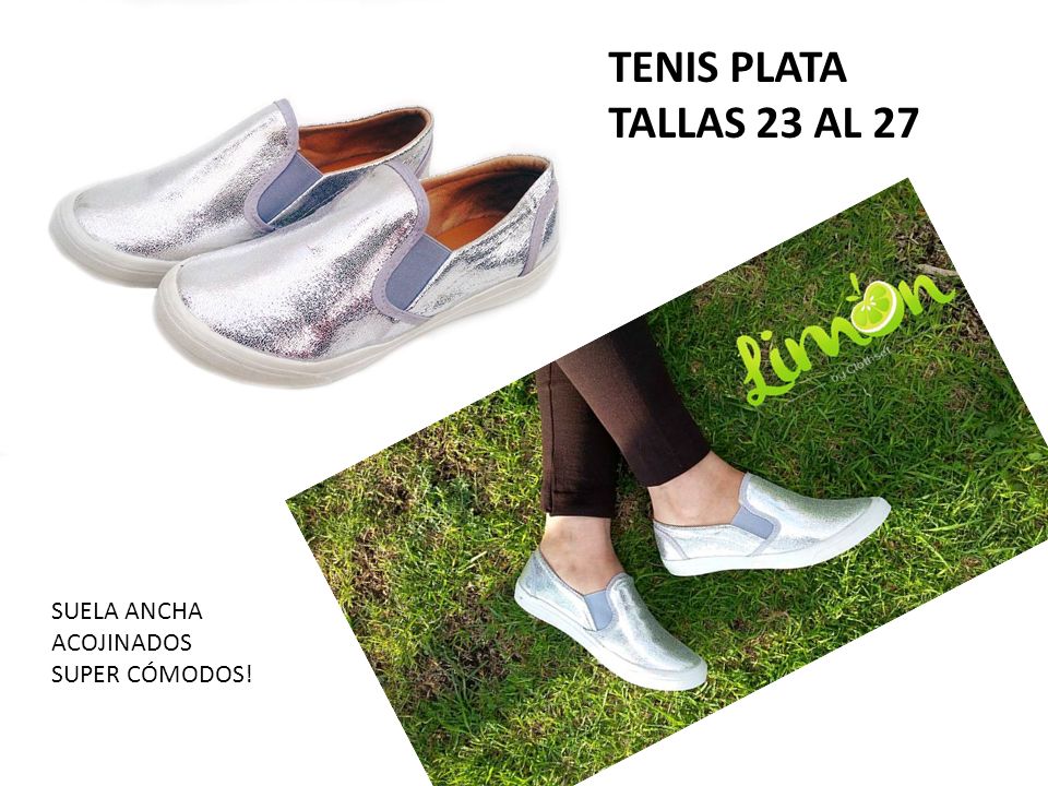 TENIS PLATA TALLAS 23 AL 27 SUELA ANCHA ACOJINADOS SUPER CÓMODOS!