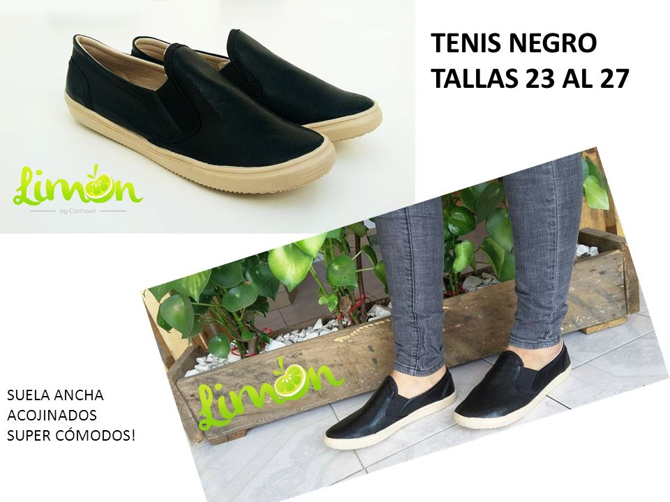 TENIS NEGRO TALLAS 23 AL 27 SUELA ANCHA ACOJINADOS SUPER CÓMODOS!