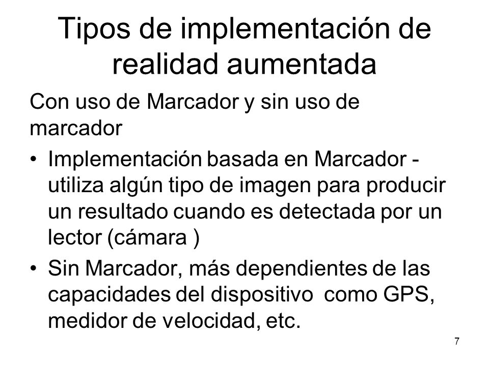 Tipos de implementación de realidad aumentada