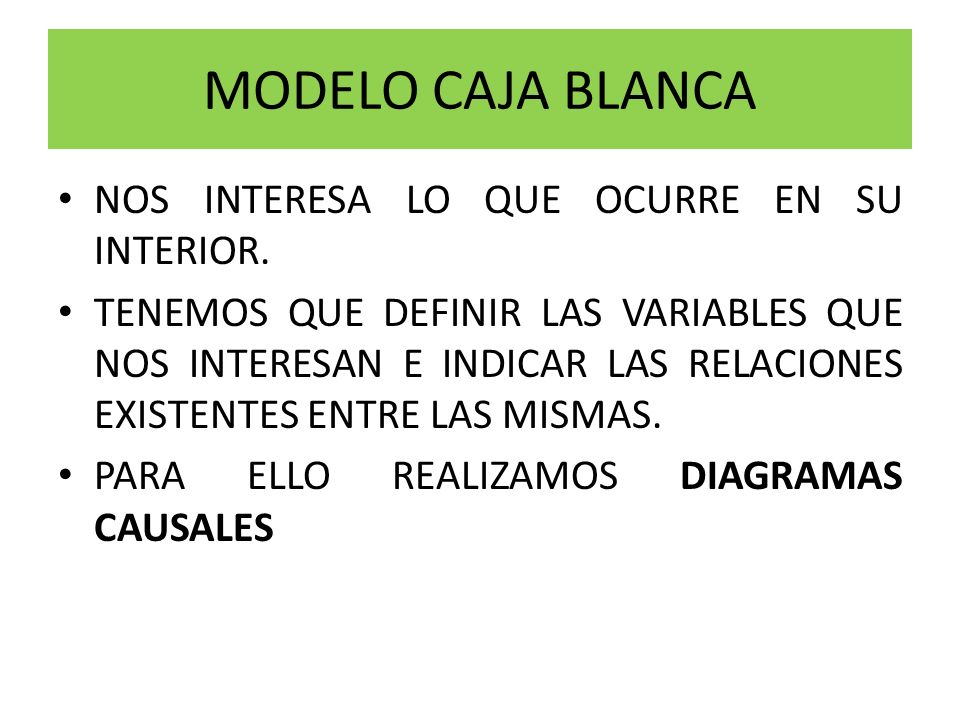 MODELO CAJA BLANCA NOS INTERESA LO QUE OCURRE EN SU INTERIOR.